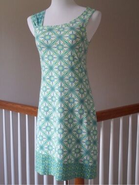 Title nine Green and Aqua Geometric Summer Dress